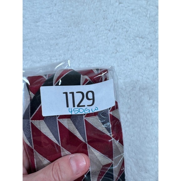 Colours by Alexander Julian Mens Silk Tie Red Black Geometric Diamond Pattern - Picture 11 of 11